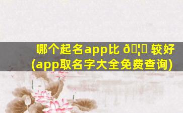 哪个起名app比 🦄 较好(app取名字大全免费查询)